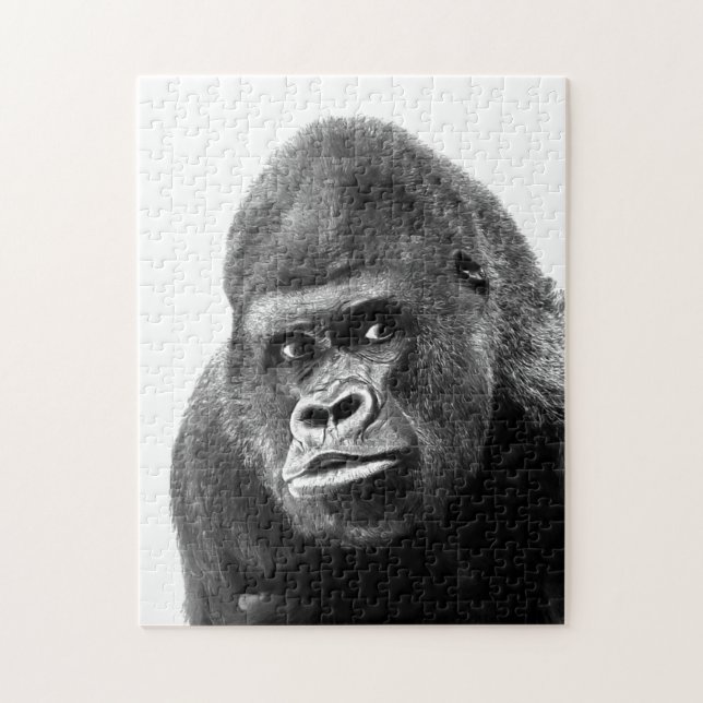 Quebra-cabeça Foto de gorila branca preta - Arte animal (Vertical)