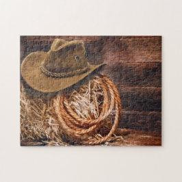 Quebra-cabeça Foto de Hat Rope Hay do Rustic Cowboy