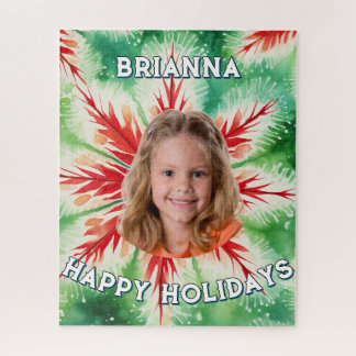 Quebra-cabeça Foto de Natal com Tie Dye Verde Vermelho