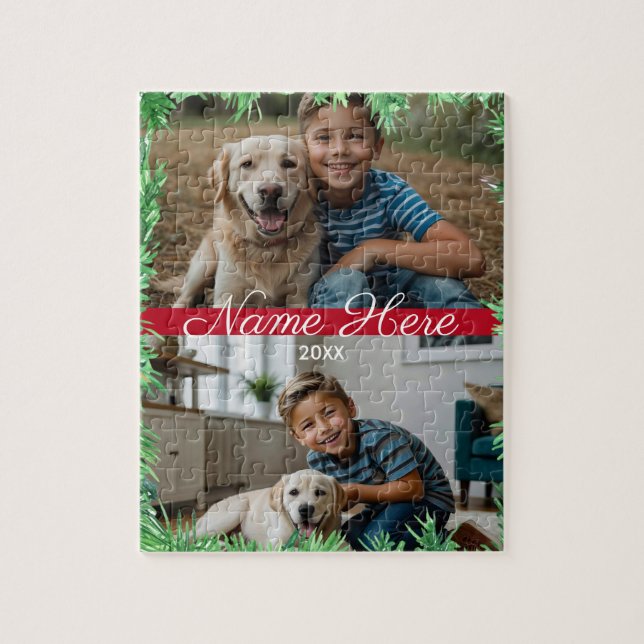 Quebra-cabeça Foto de Pet Esperada de Natal de Script Moder (Vertical)