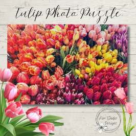 Quebra-cabeça Foto de Tulipas em Rosa, Amarelo, Laranja e Roxo