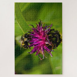 Quebra-cabeça Foto de uma linda flor roxa com abelha de mel