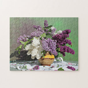 Quebra-cabeça Foto do Buquê Floral Purple e White Lilacs