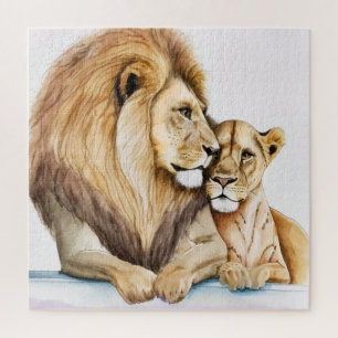 Quebra-cabeça Foto do Casal Lion in Love Lion para o Lion Lover
