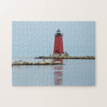 Foto do Farol Vermelho do Michigan Manistique