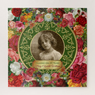 Quebra-cabeça Foto Dourada Garganta Rosas Comemorativos do Verde