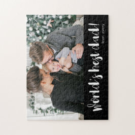 Quebra-cabeça Foto e nome do melhor Pai do mundo, preto e branco