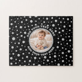 Quebra-cabeça Foto Personalizada com Círculo de Pérolas em Preto