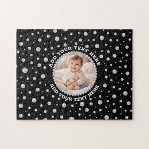 Quebra-cabeça Foto Personalizada com Círculo de Pérolas em Preto