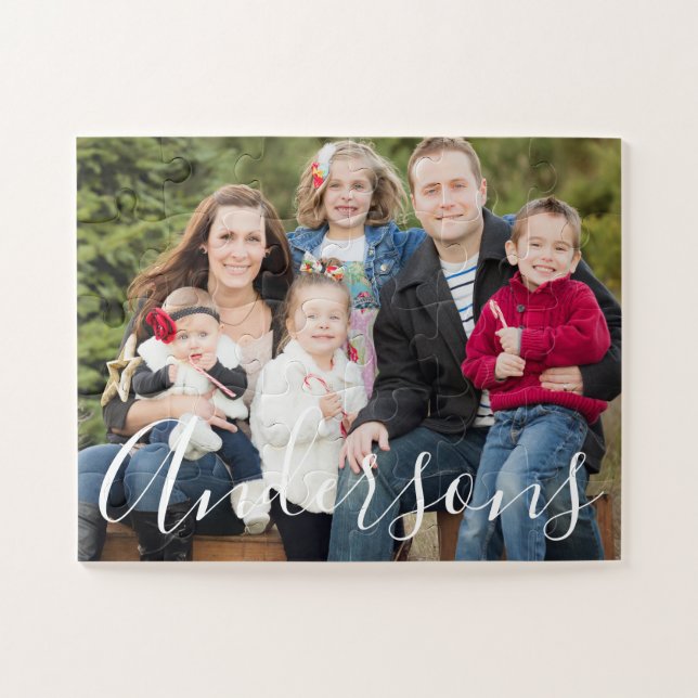 Quebra-cabeça Foto Personalizada com Nome da Família  (Horizontal)