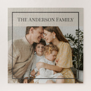 Quebra-cabeça Foto Personalizada da Família Nome da Família Pe