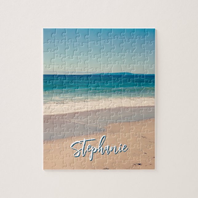 Quebra-cabeça Foto Personalizada da Praia Oceano Azul Cênica (Vertical)