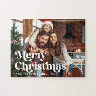 Quebra-cabeça Foto Personalizada Moderna Feliz Natal
