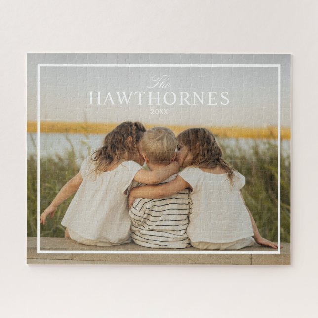 Quebra-cabeça Foto Personalizada Simples da Família (Horizontal)