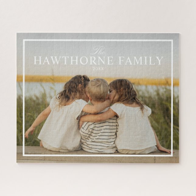 Quebra-cabeça Foto Personalizada Simples da Família (Horizontal)