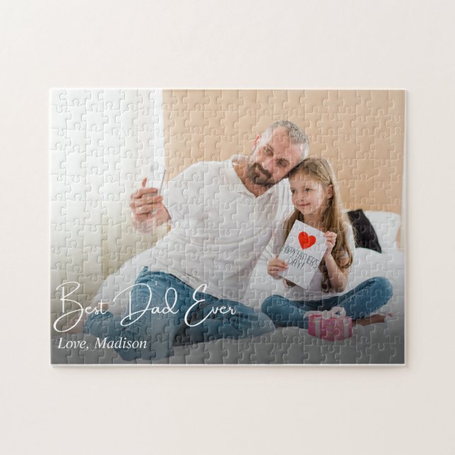 Quebra-cabeça Foto Personalizada Simples do Melhor Pai (Horizontal)