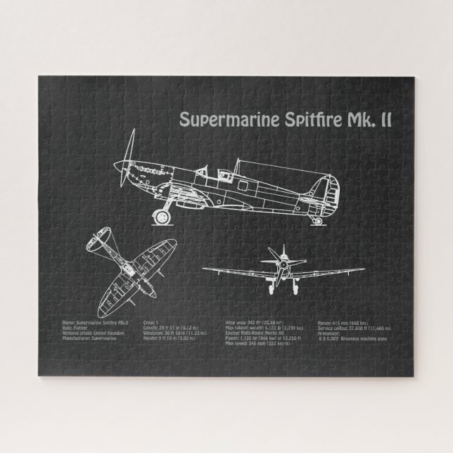 Quebra-cabeça Foto Supermarinha - PD de avião Blueprint (Horizontal)