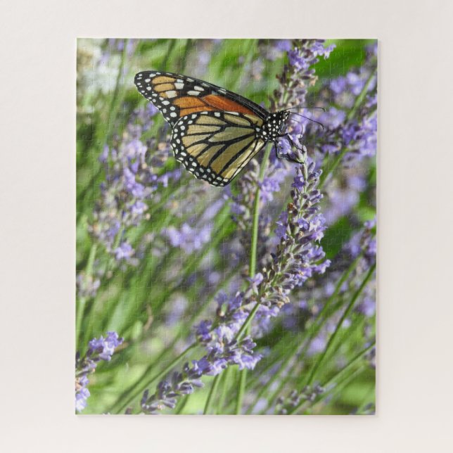 Quebra-cabeça Fotografia de Flores de Lavanda e Borboleta Monarc (Vertical)