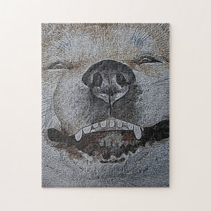 Quebra-cabeça fotografia engraçada do serrote de cachorro sorrid