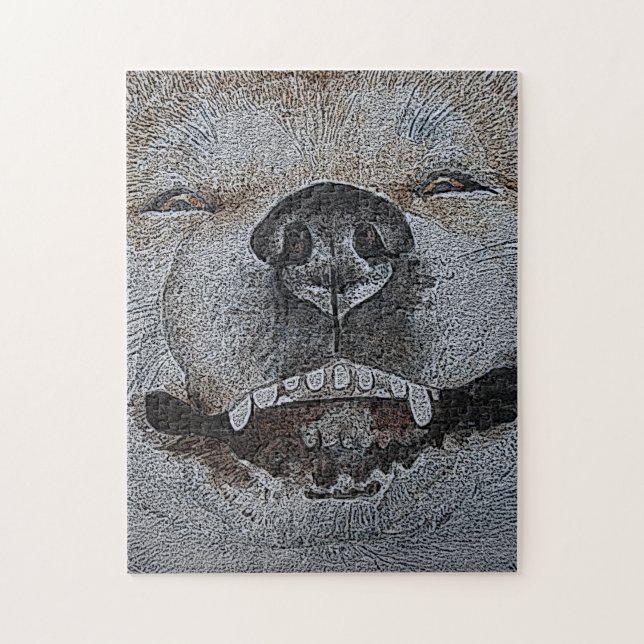 Quebra-cabeça fotografia engraçada do serrote de cachorro sorrid (Vertical)