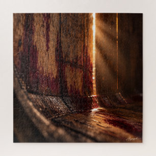 Quebra-cabeça Fotografia Macro de Luz de Barril de Vinho de Carv