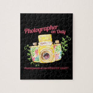 Quebra-cabeça Fotógrafo no design da câmera do vintage do deve