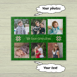 Quebra-cabeça Fotos da família texto verde quadro personalizado