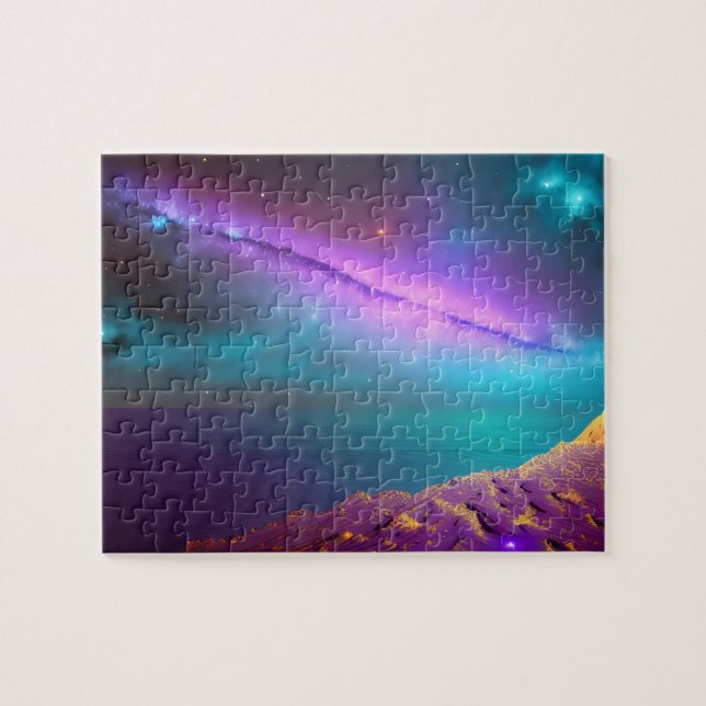 Quebra-cabeça Fotos De Cometa Roxo Galáctico Em Todo O Espaço Ex (Horizontal)