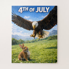 Quebra-cabeça Fourth of July, patriotic eagle and bunny jigsaw p