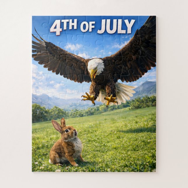 Quebra-cabeça Fourth of July, patriotic eagle and bunny jigsaw p (Vertical)