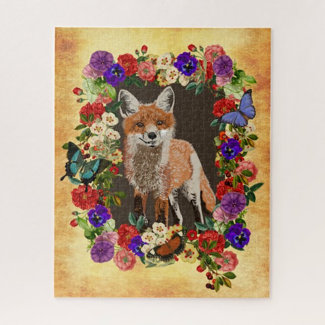 Quebra-cabeça Fox & Floral Design (Vertical)