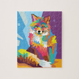 Quebra-cabeça Fox Retrato Colorido de Pop