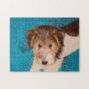 Quebra-cabeça Fox Terrier Puppy Painting - Arte Original De Cão