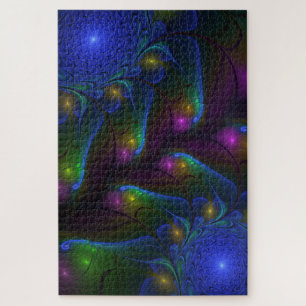 Quebra-cabeça Fractal Abstrato de Disquete Moderno e Luminoso Co