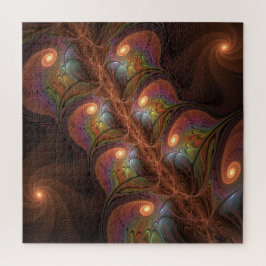 Quebra-cabeça Fractal Castanho Abstrato moderno e fluorescente c