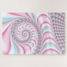 Quebra-cabeça Fractal Espiral De Canas Azuis Cor-de-Rosa Pastel