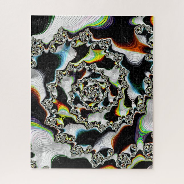 Quebra-cabeça Fractal Espiral Multicolorido Moderno Psicodélico (Vertical)