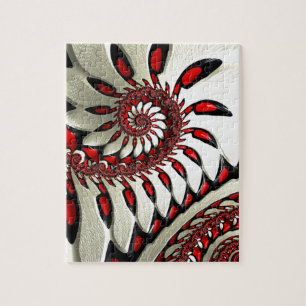 Quebra-cabeça Fractal espiral vermelho & preto