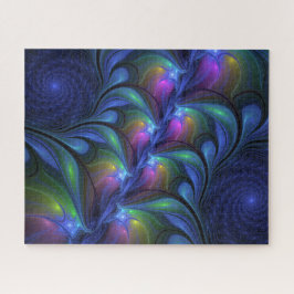 Quebra-cabeça Fractal verde cor-de-rosa Abstrato azul-colorido