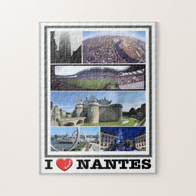 Quebra-cabeça França - Nantes - Eu Amo - (Vertical)