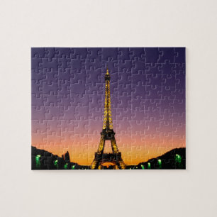 Quebra-cabeça França, Paris, Torre Eiffel ao pôr do sol.