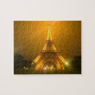 Quebra-cabeça França, Paris. Torre Eiffel iluminada às 3