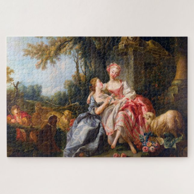 Quebra-cabeça Francois Boucher A Billet Dou rococo damart (Horizontal)