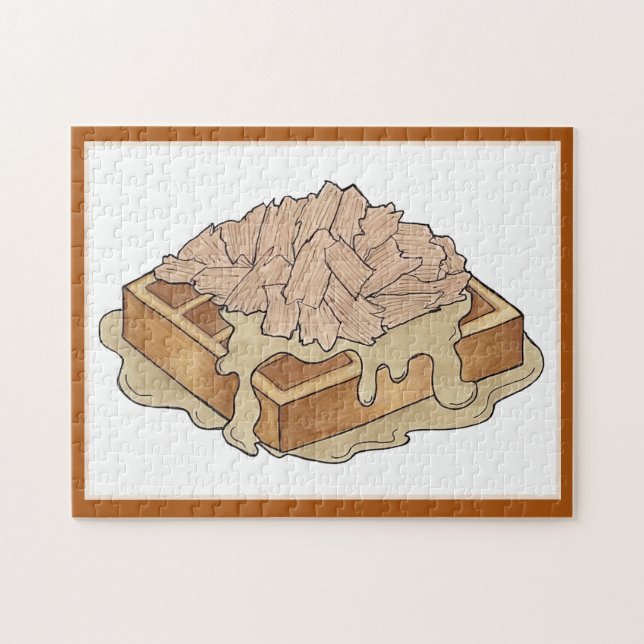 Quebra-cabeça Frango e Waffles, Comida Neerlandesa Amish (Horizontal)