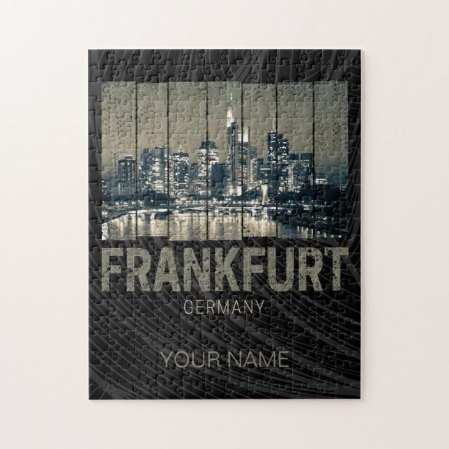 Quebra-cabeça Frankfurt Alemanha Skyline Retro Vintage Souvenir (Vertical)