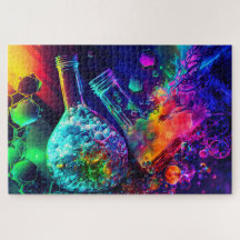 Frasco líquido abstrato brilhante de química