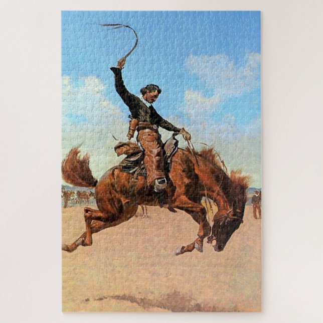 Quebra-cabeça Frederic Remington Western Art "The Buck Jumper" (Vertical)
