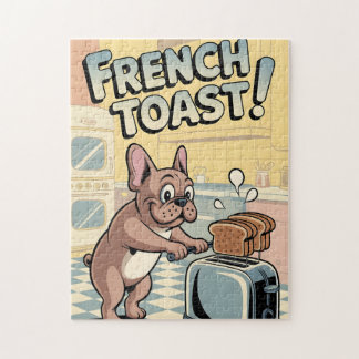 Quebra-cabeça French Bulldog Breakfast Cartoon Art
