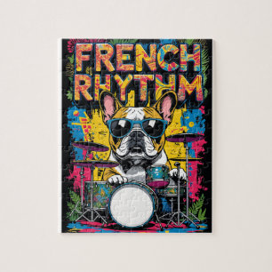 Quebra-cabeça French Bulldog Playing Drums