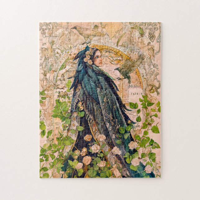 Quebra-cabeça Freyja Deusa com capa de falcão (Vertical)